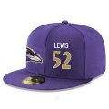 Wholesale Cheap Baltimore Ravens #52 Ray Lewis Snapback Cap NFL Player Purple with Gold Number Stitched Hat