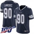 Wholesale Cheap Nike Cowboys #90 Demarcus Lawrence Navy Blue Team Color Men's Stitched NFL 100th Season Vapor Limited Jersey