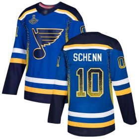 Wholesale Cheap Adidas Blues #10 Brayden Schenn Blue Home Authentic Drift Fashion Stanley Cup Champions Stitched NHL Jersey