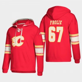 Wholesale Cheap Calgary Flames #67 Michael Frolik Red adidas Lace-Up Pullover Hoodie