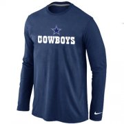 Wholesale Cheap Nike Dallas Cowboys Authentic Logo Long Sleeve NFL T-Shirt Dark Blue