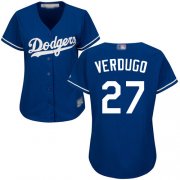 Wholesale Cheap Dodgers #27 Alex Verdugo Blue Alternate Women's Stitched MLB Jersey