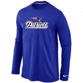 Wholesale Cheap Nike New England Patriots Authentic Logo Long Sleeve T-Shirt Blue
