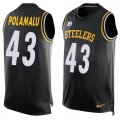 Wholesale Cheap Nike Steelers #43 Troy Polamalu Black Team Color Men's Stitched NFL Limited Tank Top Jersey