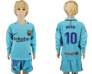 Wholesale Cheap Barcelona #10 Messi Away Long Sleeves Kid Soccer Club Jersey