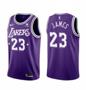 Wholesale Cheap Men\'s Los Angeles Lakers #23 LeBron James Purple 2021-22 City Edition Stitched Jersey