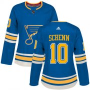 Wholesale Cheap Adidas Blues #10 Brayden Schenn Blue Alternate Authentic Women's Stitched NHL Jersey