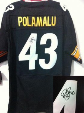 Wholesale Cheap Nike Steelers #43 Troy Polamalu Black Team Color Men\'s Stitched NFL Elite Autographed Jersey