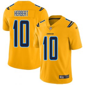 Wholesale Cheap Nike Chargers #10 Justin Herbert Gold Men\'s Stitched NFL Limited Inverted Legend Jersey