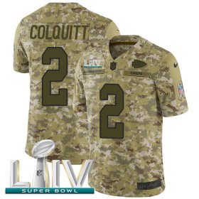 Wholesale Cheap Nike Chiefs #2 Dustin Colquitt Camo Super Bowl LIV 2020 Men\'s Stitched NFL Limited 2018 Salute To Service Jersey