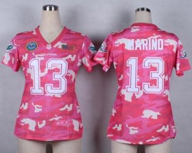 Wholesale Cheap Nike Dolphins #13 Dan Marino Pink Women\'s Stitched NFL Elite Camo Fashion Jersey