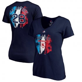 Wholesale Cheap Boston Red Sox #28 J.D. Martinez Majestic Women\'s 2019 Spring Training Name & Number V-Neck T-Shirt Navy