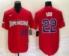 Cheap Men\'s Dominican Republic Baseball #22 Juan Soto Number 2023 Red World Classic Stitched Jerseys