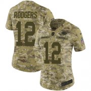 Wholesale Cheap Nike Packers #12 Aaron Rodgers Camo Women's Stitched NFL Limited 2018 Salute to Service Jersey
