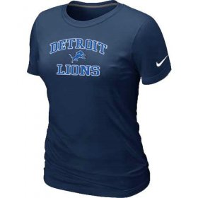 Wholesale Cheap Women\'s Nike Detroit Lions Heart & Soul NFL T-Shirt Dark Blue