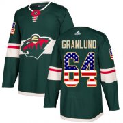 Wholesale Cheap Adidas Wild #64 Mikael Granlund Green Home Authentic USA Flag Stitched NHL Jersey