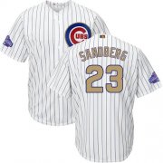 Wholesale Cheap Cubs #23 Ryne Sandberg White(Blue Strip) 2017 Gold Program Cool Base Stitched Youth MLB Jersey