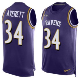 Wholesale Cheap Nike Ravens #34 Anthony Averett Purple Team Color Men\'s Stitched NFL Limited Tank Top Jersey
