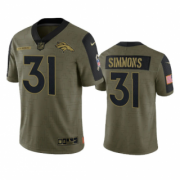 Wholesale Cheap Men's Denver Broncos #31 Justin Simmons Olive 2021 Salute To Service Limited Stitched Jersey