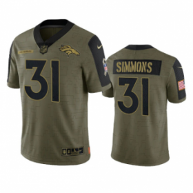 Wholesale Cheap Men\'s Denver Broncos #31 Justin Simmons Olive 2021 Salute To Service Limited Stitched Jersey