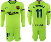 Wholesale Cheap Barcelona #11 O.Dembele Away Long Sleeves Soccer Club Jersey