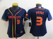 Wholesale Cheap Women's Houston Astros #3 Jeremy Pena Number 2022 Navy Blue City Connect Cool Base Stitched Jersey