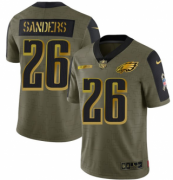 Wholesale Cheap Men's Olive Philadelphia Eagles #26 Miles Sanders 2021 Camo Salute To Service Golden Limited Stitched Jersey