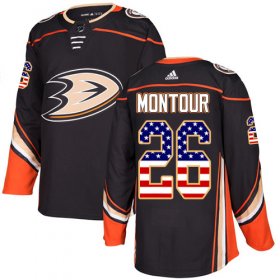 Wholesale Cheap Adidas Ducks #26 Brandon Montour Black Home Authentic USA Flag Stitched NHL Jersey