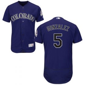Wholesale Cheap Rockies #5 Carlos Gonzalez Purple Flexbase Authentic Collection Stitched MLB Jersey