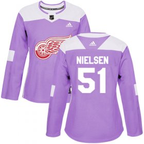 Wholesale Cheap Adidas Red Wings #51 Frans Nielsen Purple Authentic Fights Cancer Women\'s Stitched NHL Jersey