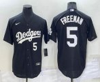 Wholesale Cheap Men's Los Angeles Dodgers #5 Freddie Freeman Number Black Turn Back The Clock Stitched Cool Base Jersey