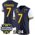 Cheap Men's Michigan Wolverines #7 Donovan Edwards Navy White 2024 F.U.S.E. With 2023 National Champions Patch Stitched Jersey