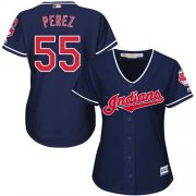 Wholesale Cheap Indians #55 Roberto Perez Navy Blue Women's Alternate Stitched MLB Jersey