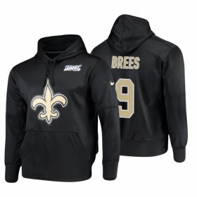 Wholesale Cheap New Orleans Saints #9 Drew Brees Nike NFL 100 Primary Logo Circuit Name & Number Pullover Hoodie Black