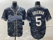 Wholesale Cheap Men's Los Angeles Dodgers #5 Freddie Freeman Gray Camo Cool Base With Patch Stitched Baseball Jersey