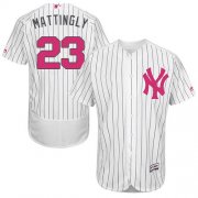 Wholesale Cheap Yankees #23 Don Mattingly White Strip Flexbase Authentic Collection Mother's Day Stitched MLB Jersey
