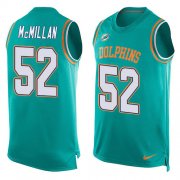 Wholesale Cheap Nike Dolphins #52 Raekwon McMillan Aqua Green Team Color Men's Stitched NFL Limited Tank Top Jersey