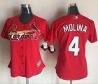 Wholesale Cheap Cardinals #4 Yadier Molina Red Women's Alternate Stitched MLB Jersey