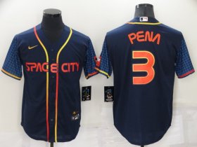 Wholesale Cheap Men\'s Houston Astros #3 Jeremy Pena 2022 Navy Blue City Connect Cool Base Stitched Jersey