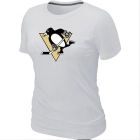 Wholesale Cheap Women\'s Pittsburgh Penguins Big & Tall Logo White NHL T-Shirt