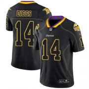 Wholesale Cheap Nike Vikings #14 Stefon Diggs Lights Out Black Men's Stitched NFL Limited Rush Jersey