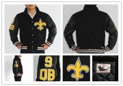 Wholesale Cheap Mitchell And Ness NFL New Orleans Saints #9 Drew Brees Authentic Wool Jacket