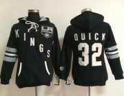 Wholesale Cheap Los Angeles Kings #32 Jonathan Quick Black Women's Old Time Heidi NHL Hoodie