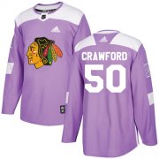 Wholesale Cheap Adidas Blackhawks #50 Corey Crawford Purple Authentic Fights Cancer Stitched NHL Jersey