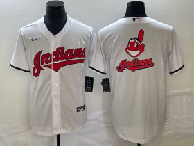 Wholesale Cheap Men\'s Cleveland Guardians White Team Big Logo Cool Base Stitched Jersey