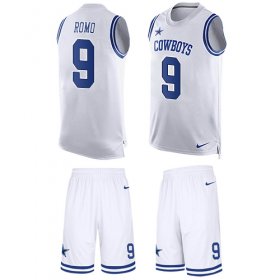 Wholesale Cheap Nike Cowboys #9 Tony Romo White Men\'s Stitched NFL Limited Tank Top Suit Jersey