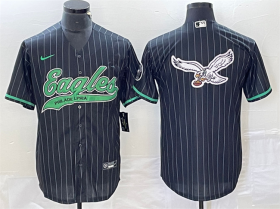 Wholesale Cheap Men\'s Philadelphia Eagles Black Team Big Logo Cool Base Stitched Baseball Jersey