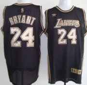Wholesale Cheap Los Angeles Lakers #24 Kobe Bryant Black With Gold Swingman Jersey