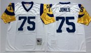 Wholesale Cheap Mitchell And Ness Rams #75 Deacon Jones White Throwback Stitched NFL Jersey