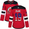 Wholesale Cheap Adidas Devils #19 Travis Zajac Red Home Authentic USA Flag Women's Stitched NHL Jersey
